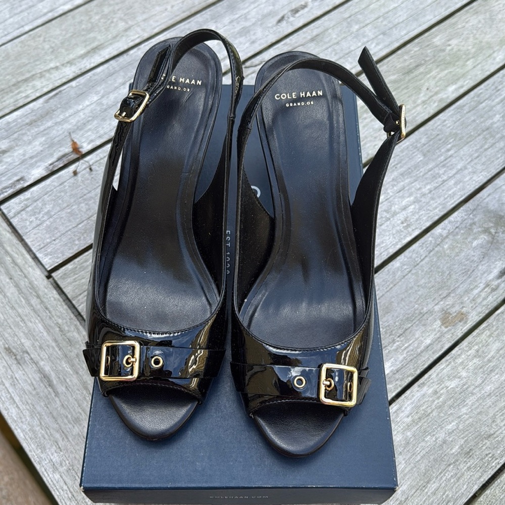 Cole Haan Kyle Sling Pump black patent leather size 8